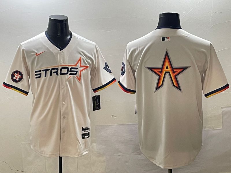 Men Houston Astros Blank Cream Three generations Joint Name 2025 Nike MLB Jersey style 6